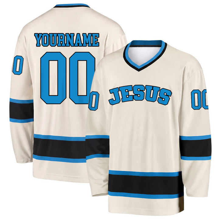 Christianartworkshop Bold JESUS Faith Statement Name & Number Customized Hockey Jersey - Beige - 5XL - Name & Number Customized - image 25