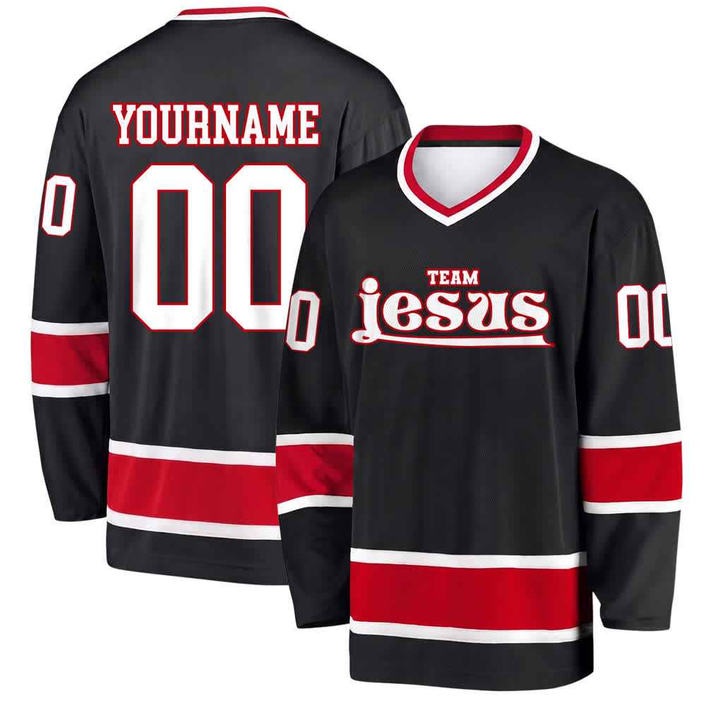 Christianartworkshop Team Jesus Faith Motif Name & Number Customized Hockey Jersey - Black - 5XL - Name & Number Customized - image 10