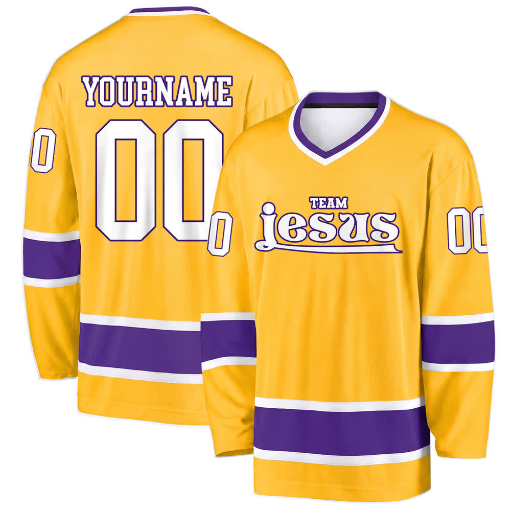 Christianartworkshop Team Jesus Faith Motif Name & Number Customized Hockey Jersey - Yellow - 5XL - Name & Number Customized - image 15