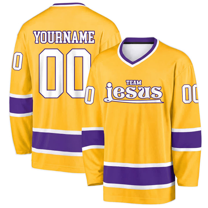 Christianartworkshop Team Jesus Faith Motif Name & Number Customized Hockey Jersey - Yellow - 5XL - Name & Number Customized - image 15