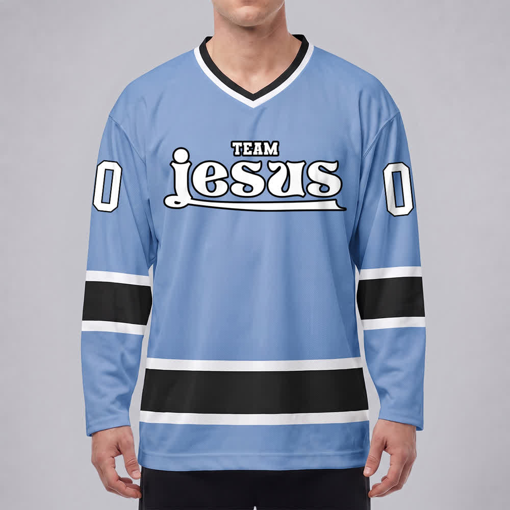 Christianartworkshop Team Jesus Faith Motif Name & Number Customized Hockey Jersey - image 3