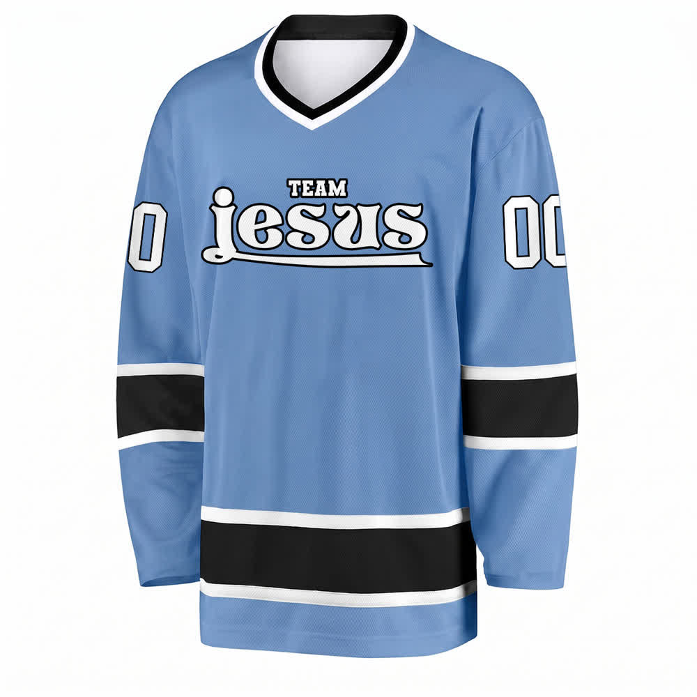 Christianartworkshop Team Jesus Faith Motif Name & Number Customized Hockey Jersey - image 1