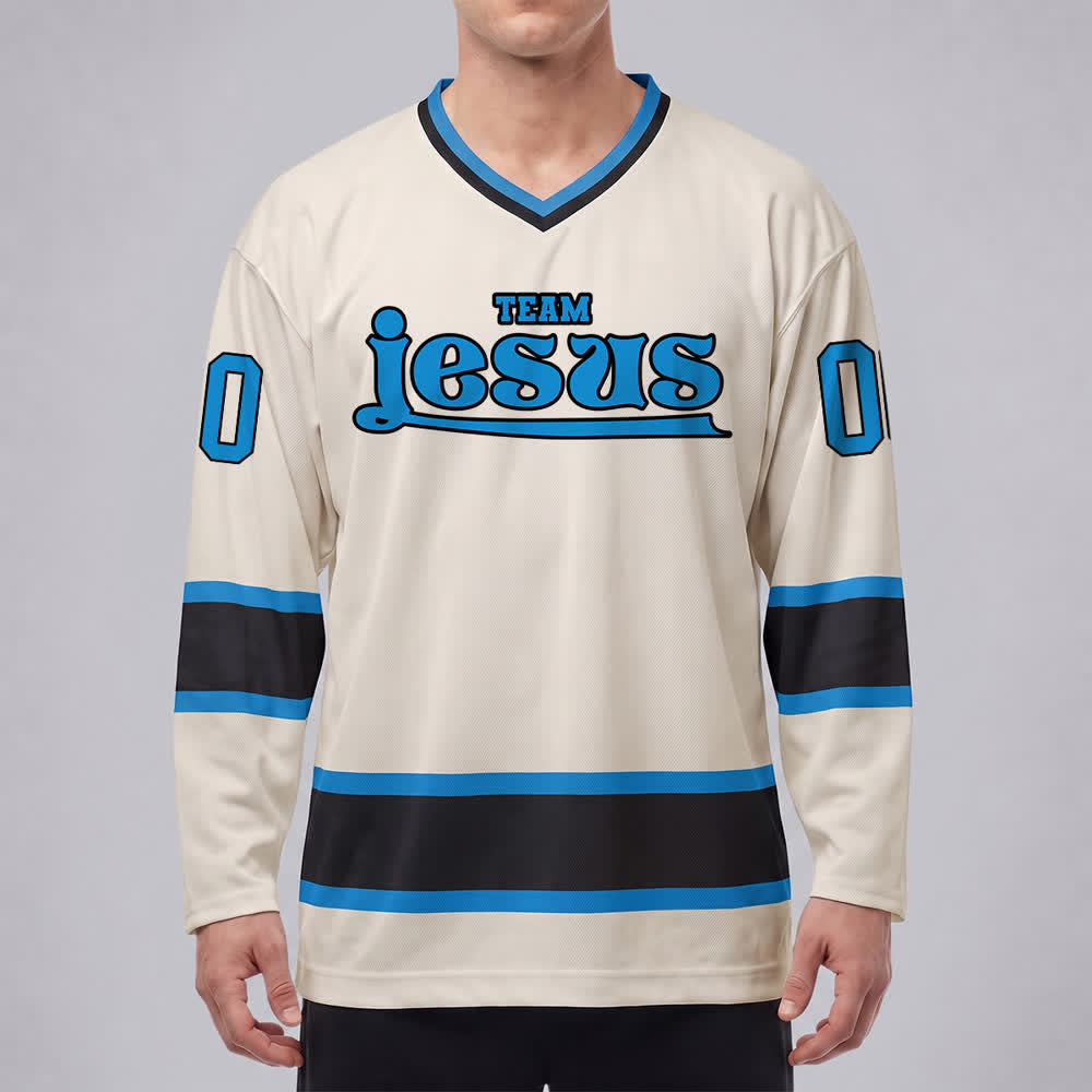Christianartworkshop Team Jesus Faith Motif Name & Number Customized Hockey Jersey - image 28