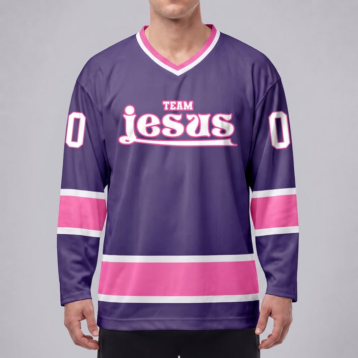 Christianartworkshop Team Jesus Faith Motif Name & Number Customized Hockey Jersey - image 33