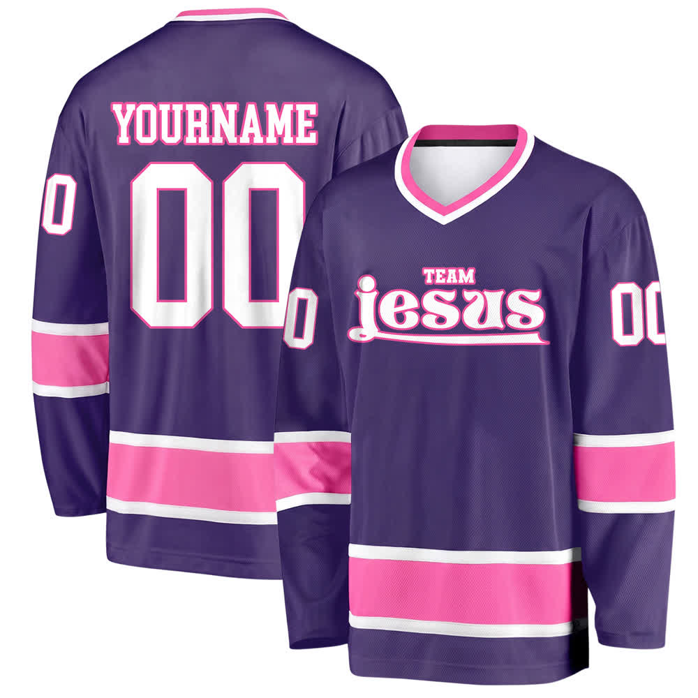 Christianartworkshop Team Jesus Faith Motif Name & Number Customized Hockey Jersey - Purple - 5XL - Name & Number Customized - image 30
