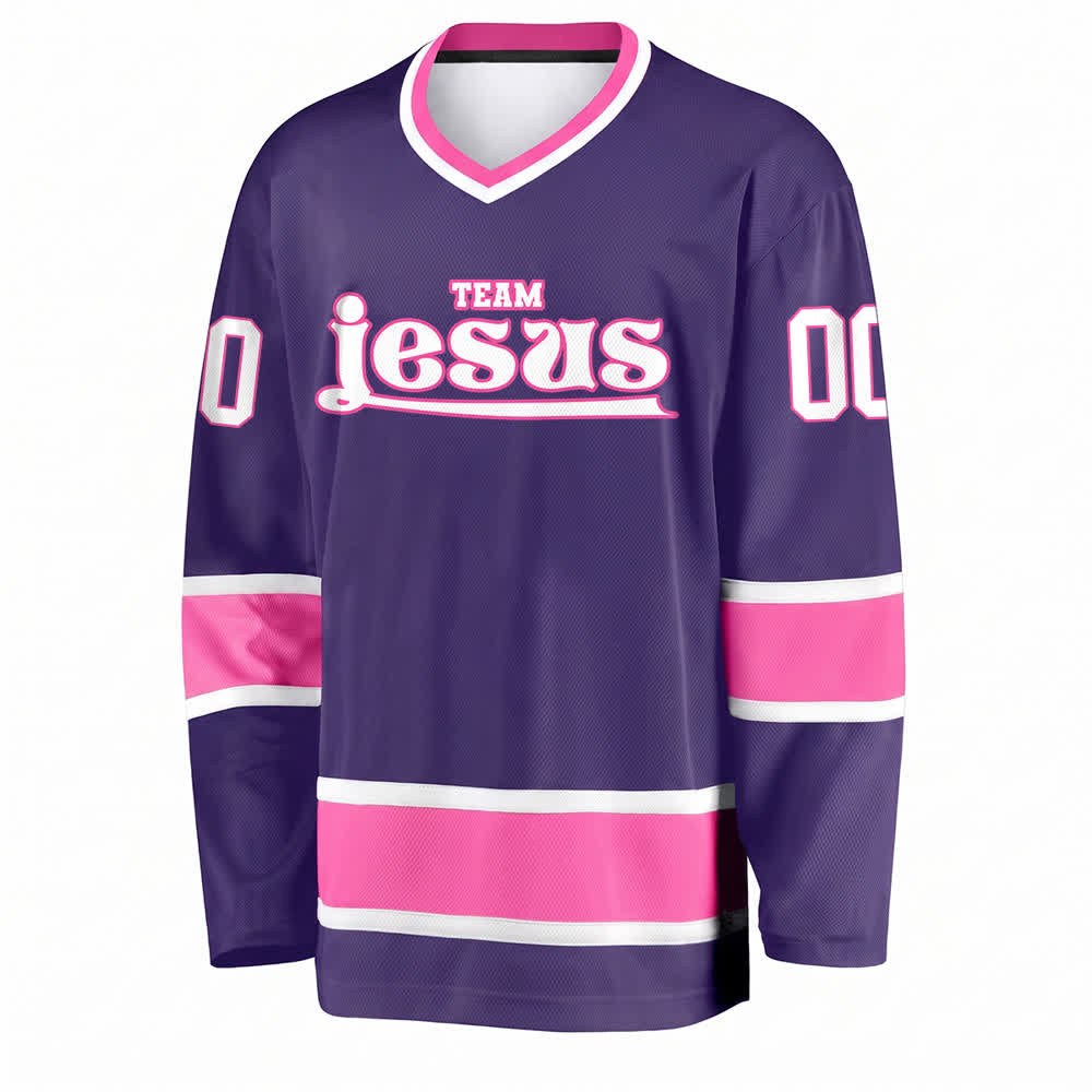 Christianartworkshop Team Jesus Faith Motif Name & Number Customized Hockey Jersey - image 31