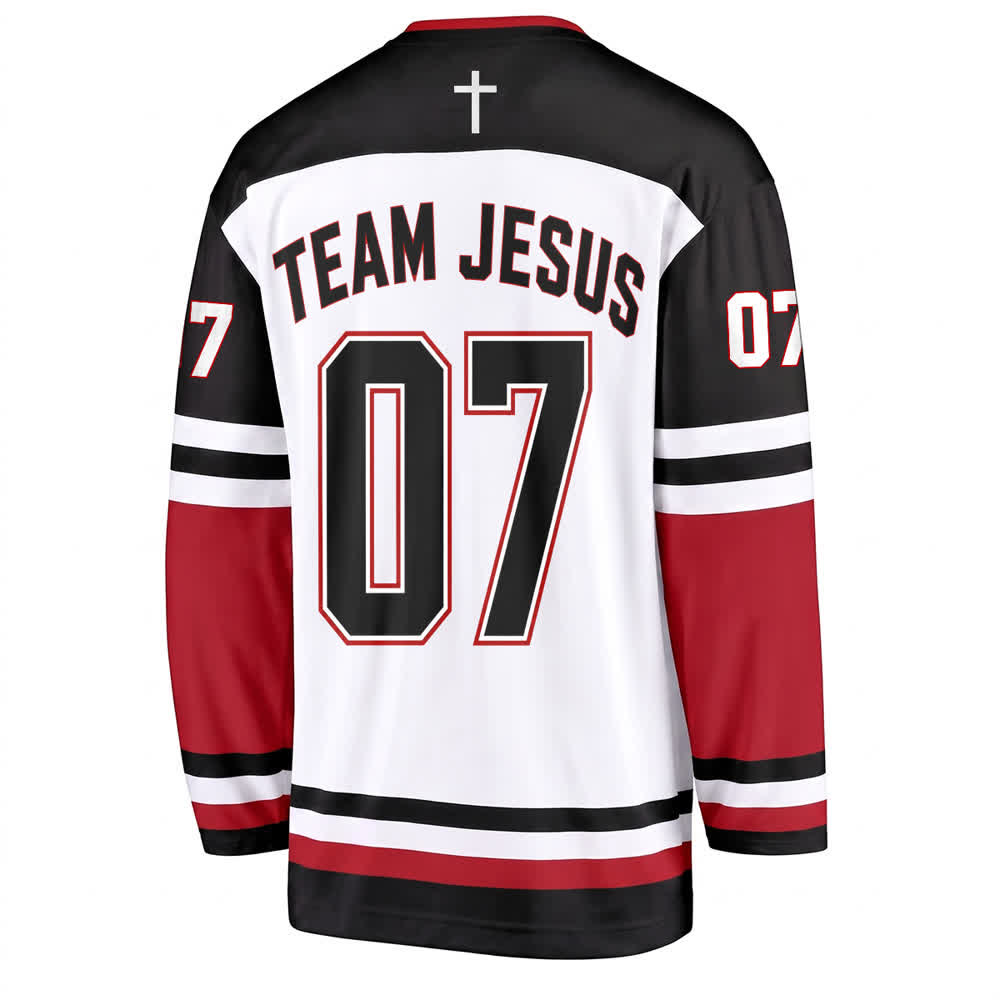 Christianartworkshop Team Jesus 07 Colorblock Long Sleeve Hockey Jersey - image 2