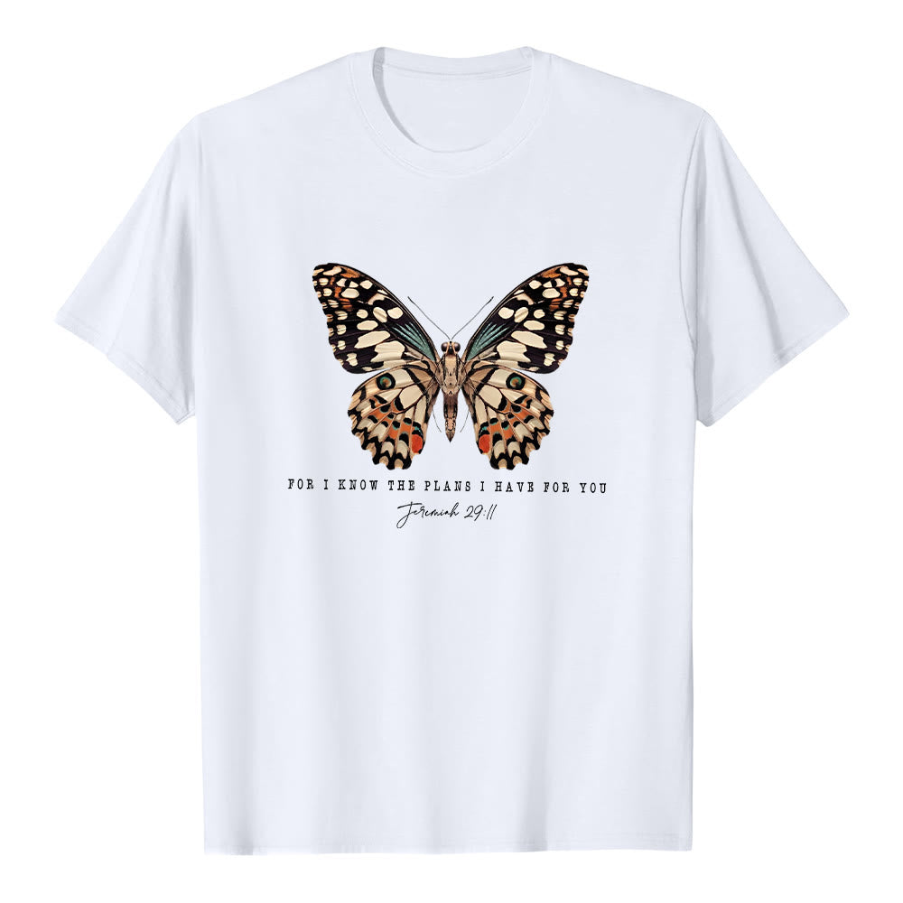 Christianartworkshop Modern Style Quote Butterfly Jeremiah 29:11 Short Sleeve T-shirt - White - 2XL - image 2
