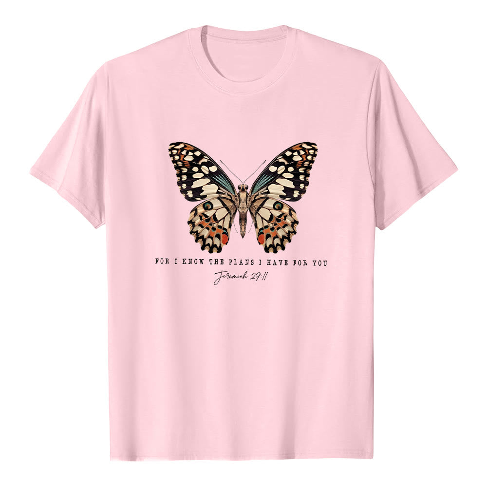 Christianartworkshop Modern Style Quote Butterfly Jeremiah 29:11 Short Sleeve T-shirt - Pink - 2XL - image 10