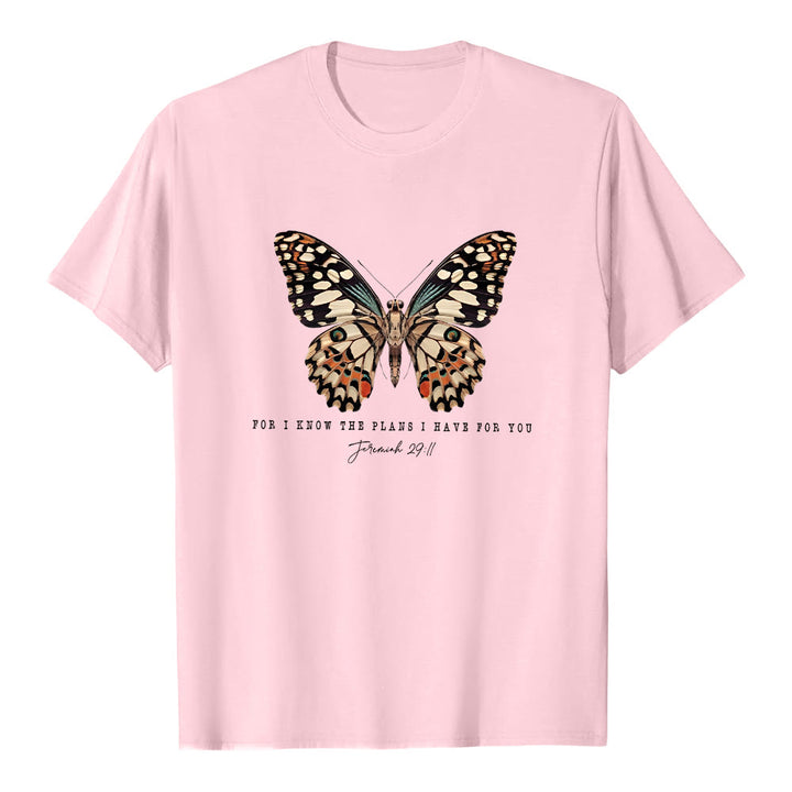 Christianartworkshop Modern Style Quote Butterfly Jeremiah 29:11 Short Sleeve T-shirt - Pink - 2XL - image 10