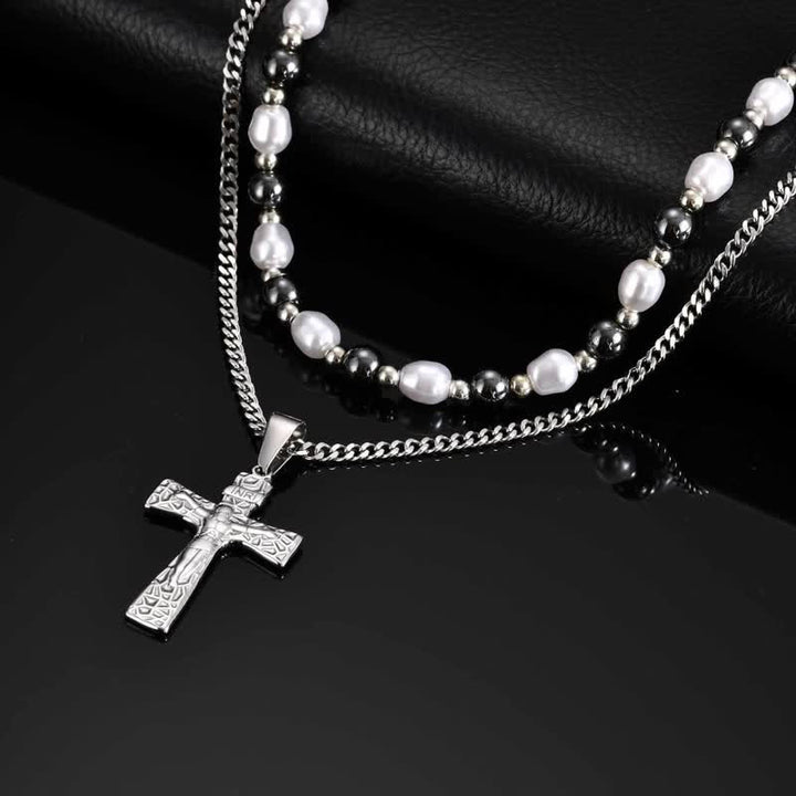Christianartworkshop Layer‑Ready Cross Crucifix Pendant Necklace Keepsake Of Quiet Sacred Resolve - Crucifix & Beaded Chain - image 4