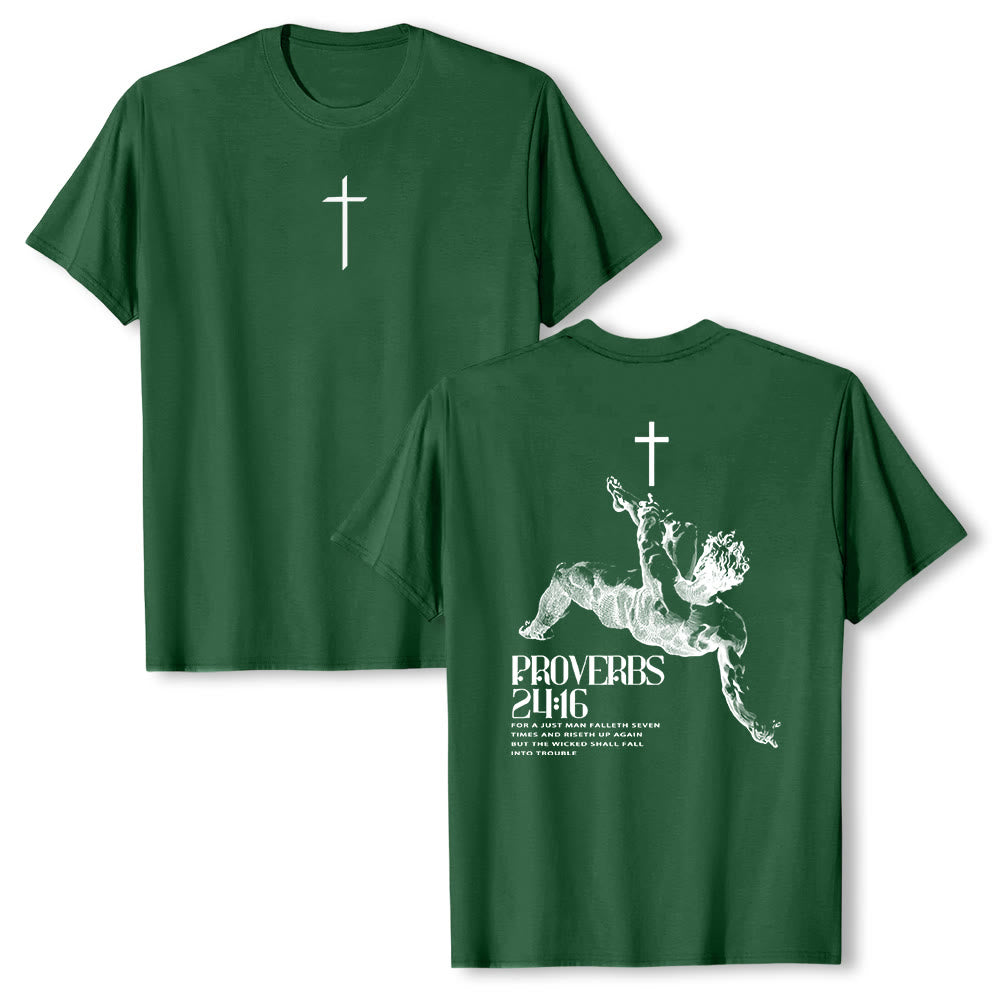 Christianartworkshop Proverbs 24:16' Christian T-Shirt - Dark Green - 2XL - image 24