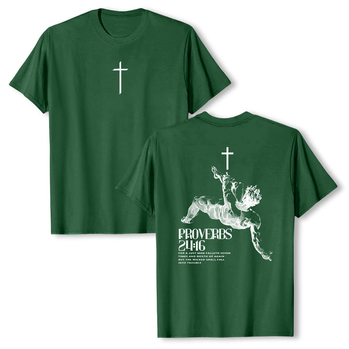 Christianartworkshop Proverbs 24:16' Christian T-Shirt - Dark Green - 2XL - image 24