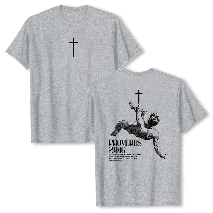 Christianartworkshop Proverbs 24:16' Christian T-Shirt - Grey - 2XL - image 9