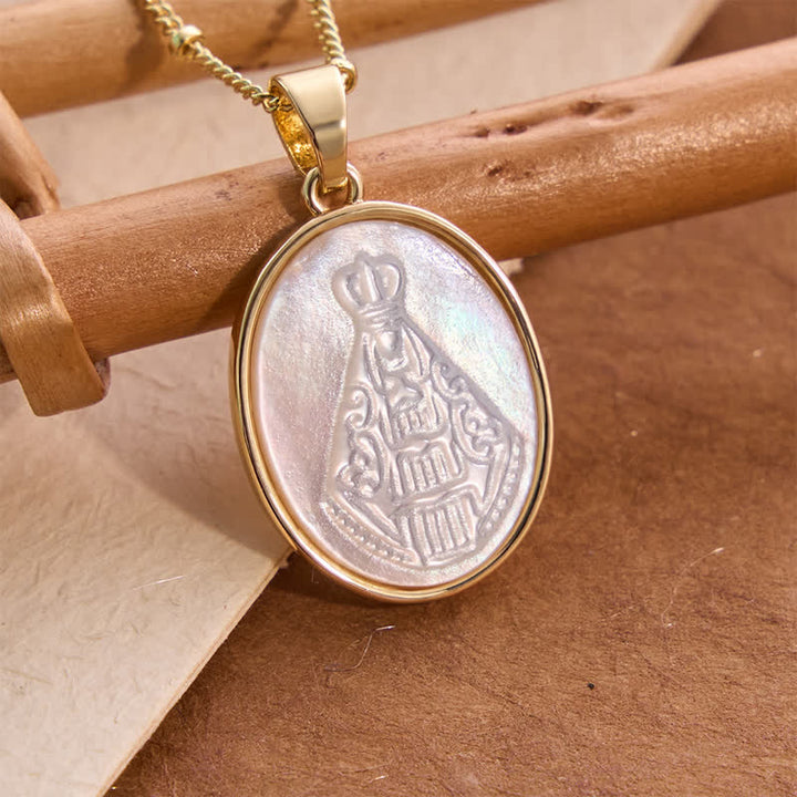Christianartworkshop Natural White Pearl Saint Necklace: Sacred Heart, Jesus, Our Lady & St. Michael - Our Lady of Aparecida - image 7