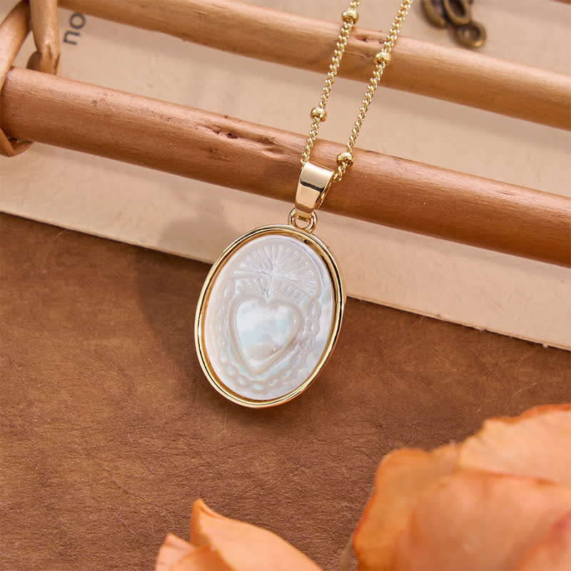 Christianartworkshop Natural White Pearl Saint Necklace: Sacred Heart, Jesus, Our Lady & St. Michael - image 2