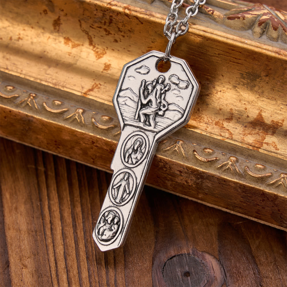Christianartworkshop Ornate Relief St. Christopher Charm Key Necklace: Sign Of Abiding Divine Safeguard - image 1