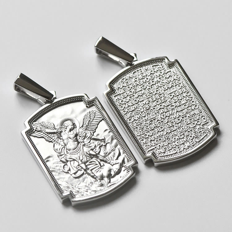 Christianartworkshop Sterling Silver St. Michael Scripture Pendant: Token of Holy Defence - image 0