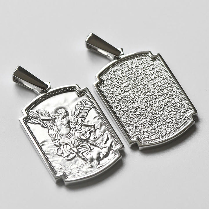 Christianartworkshop Sterling Silver St. Michael Scripture Pendant: Token of Holy Defence - image 0