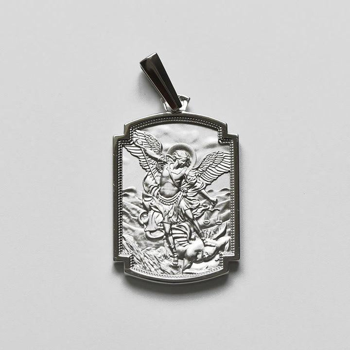 Christianartworkshop Sterling Silver St. Michael Scripture Pendant: Token of Holy Defence - 1.38''*0.94''(3.5cm*2.4cm) - image 4