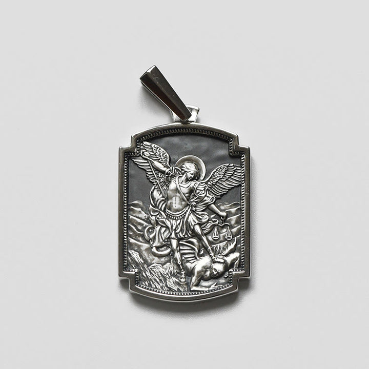 Christianartworkshop Sterling Silver St. Michael Scripture Pendant: Token of Holy Defence - 1.18''*0.79''(3cm*2cm) - image 3