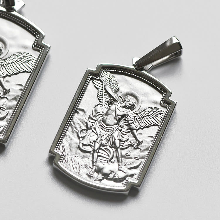 Christianartworkshop Sterling Silver St. Michael Scripture Pendant: Token of Holy Defence - image 2