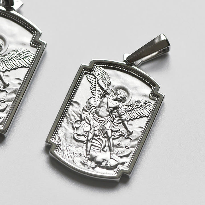 Christianartworkshop Sterling Silver St. Michael Scripture Pendant: Token of Holy Defence - image 2