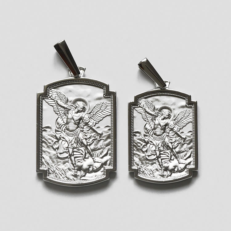Christianartworkshop Sterling Silver St. Michael Scripture Pendant: Token of Holy Defence - image 1