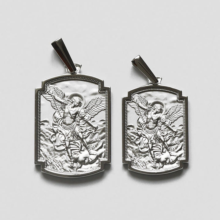 Christianartworkshop Sterling Silver St. Michael Scripture Pendant: Token of Holy Defence - image 1