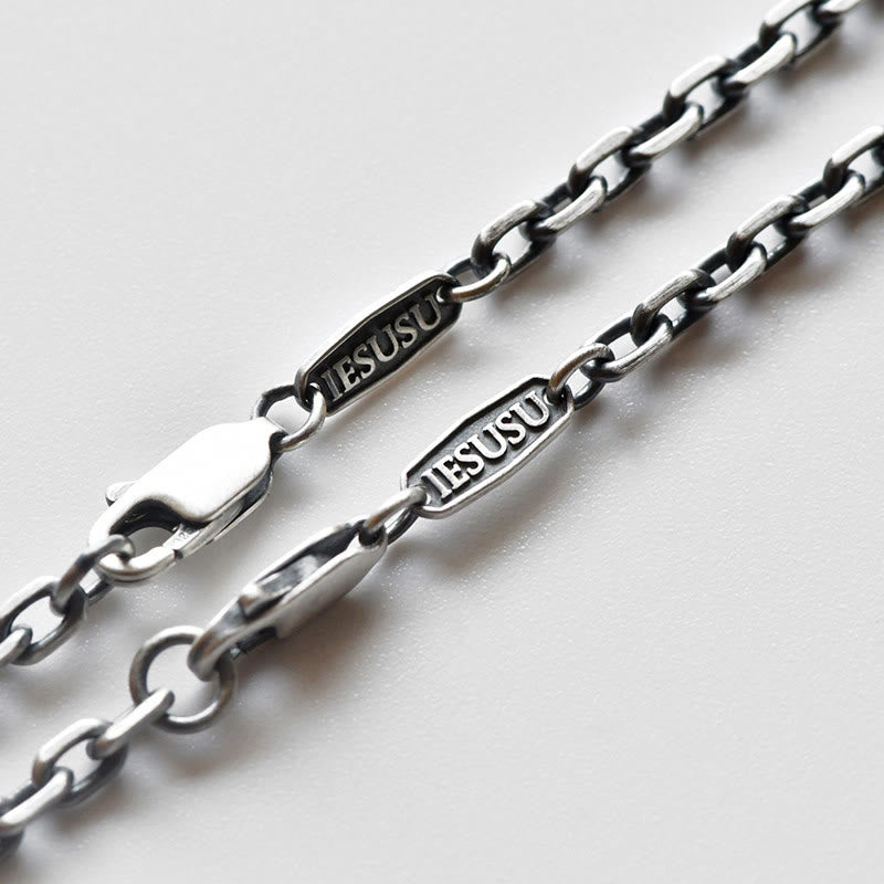 Christianartworkshop Vintage IESUSU‑Marked Cable Chain Necklace: Emblem Of Sacred Devotion - 23.62''/65cm - 4mm - image 0
