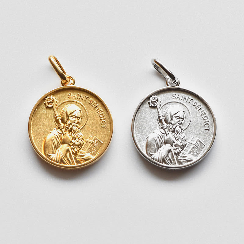 Christianartworkshop High‑Relief St. Benedict Portrait Medal Necklace: Sign Of Divine Fortification - image 2