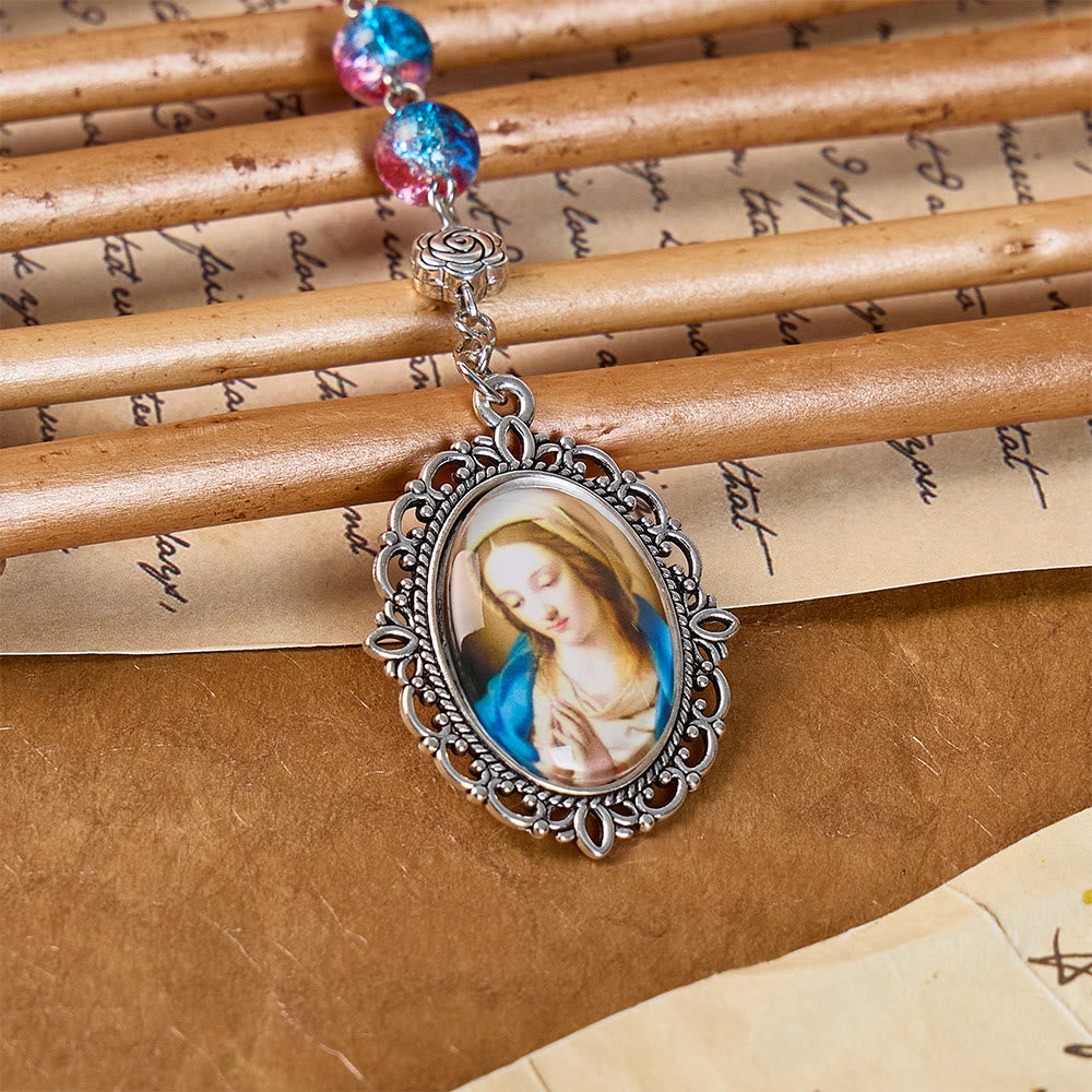 Christianartworkshop Ornate Filigree Our Lady Rosary: Emblem Of Gentle Maternal Blessing - image 4