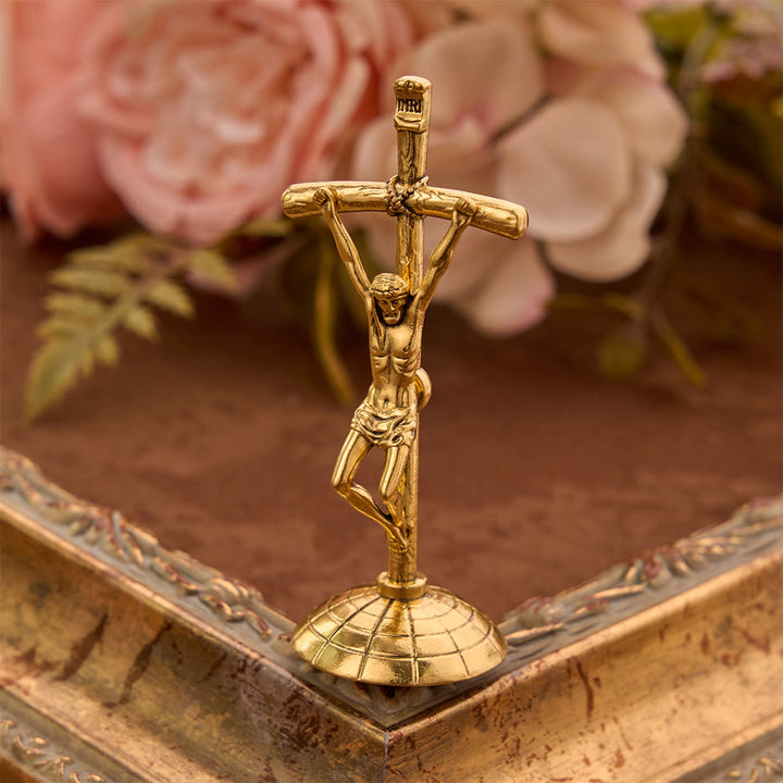 Christianartworkshop Detailed Relief Crucifix Desktop Statue: Sign Of Timeless Redemptive Devotion - image 1