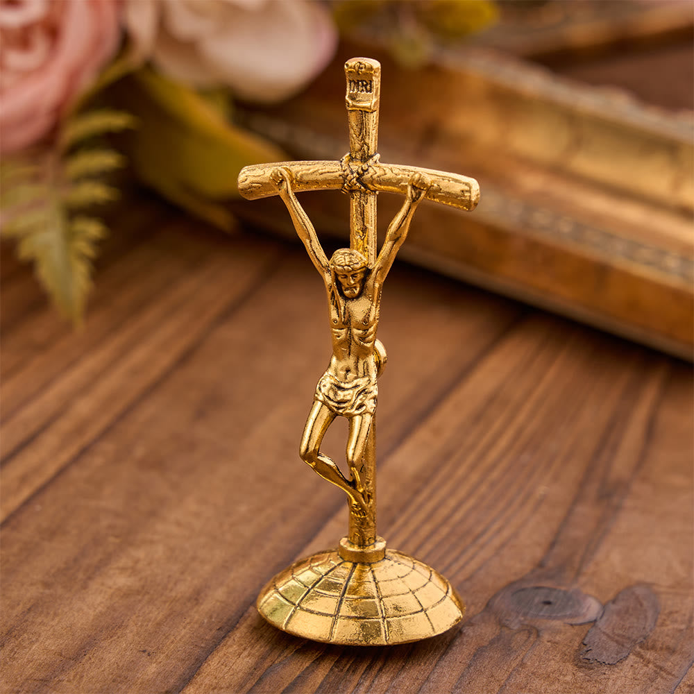 Christianartworkshop Detailed Relief Crucifix Desktop Statue: Sign Of Timeless Redemptive Devotion - Crucifix - image 0