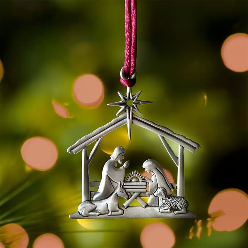 Christianartworkshop Vintage Silhouette Nativity Hanging Ornament: Emblem Of Serene Sacred‑Story Warmth - image 1
