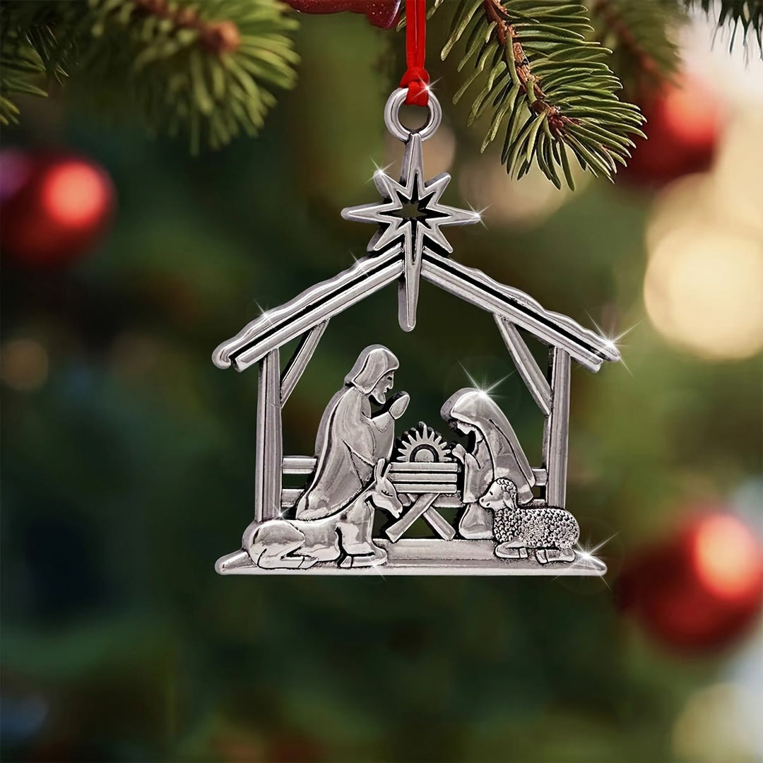 Christianartworkshop Vintage Silhouette Nativity Hanging Ornament: Emblem Of Serene Sacred‑Story Warmth - Nativity - image 0