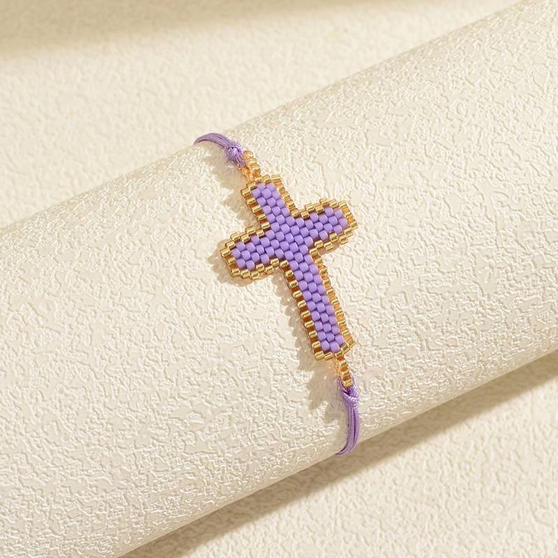 Christianartworkshop Multi-Style Holy Portrait Seed Bead Bracelet: Sign Of Tender Timeless Sacred Joy - Cross B - image 4