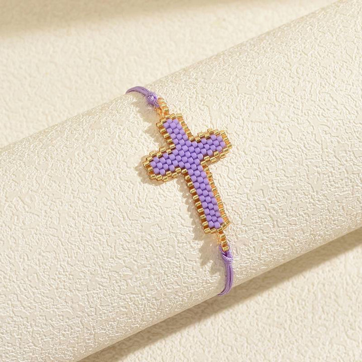 Christianartworkshop Multi-Style Holy Portrait Seed Bead Bracelet: Sign Of Tender Timeless Sacred Joy - Cross B - image 4