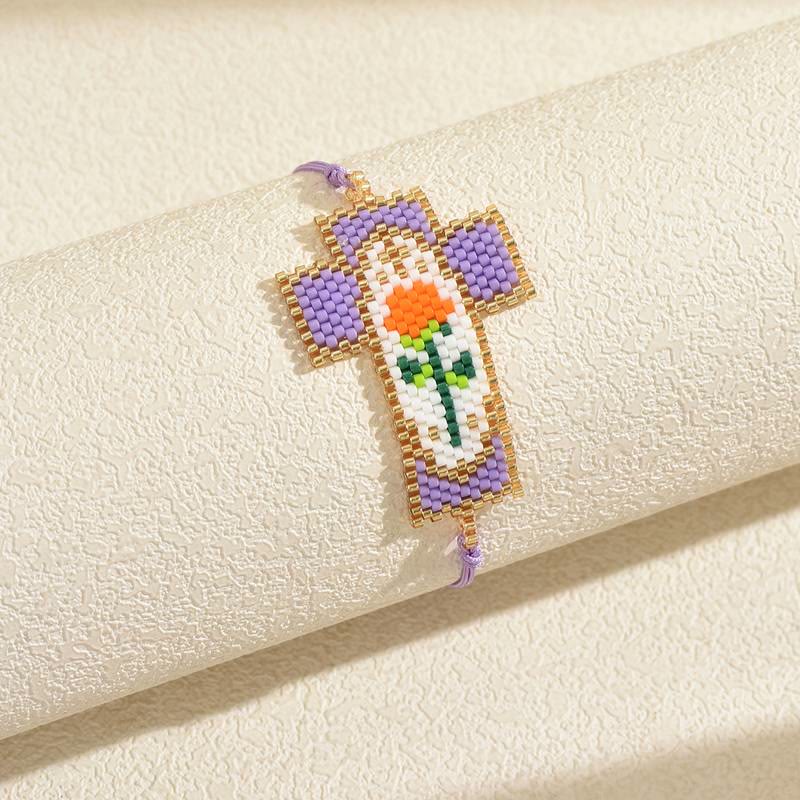 Christianartworkshop Multi-Style Holy Portrait Seed Bead Bracelet: Sign Of Tender Timeless Sacred Joy - Cross D - image 8