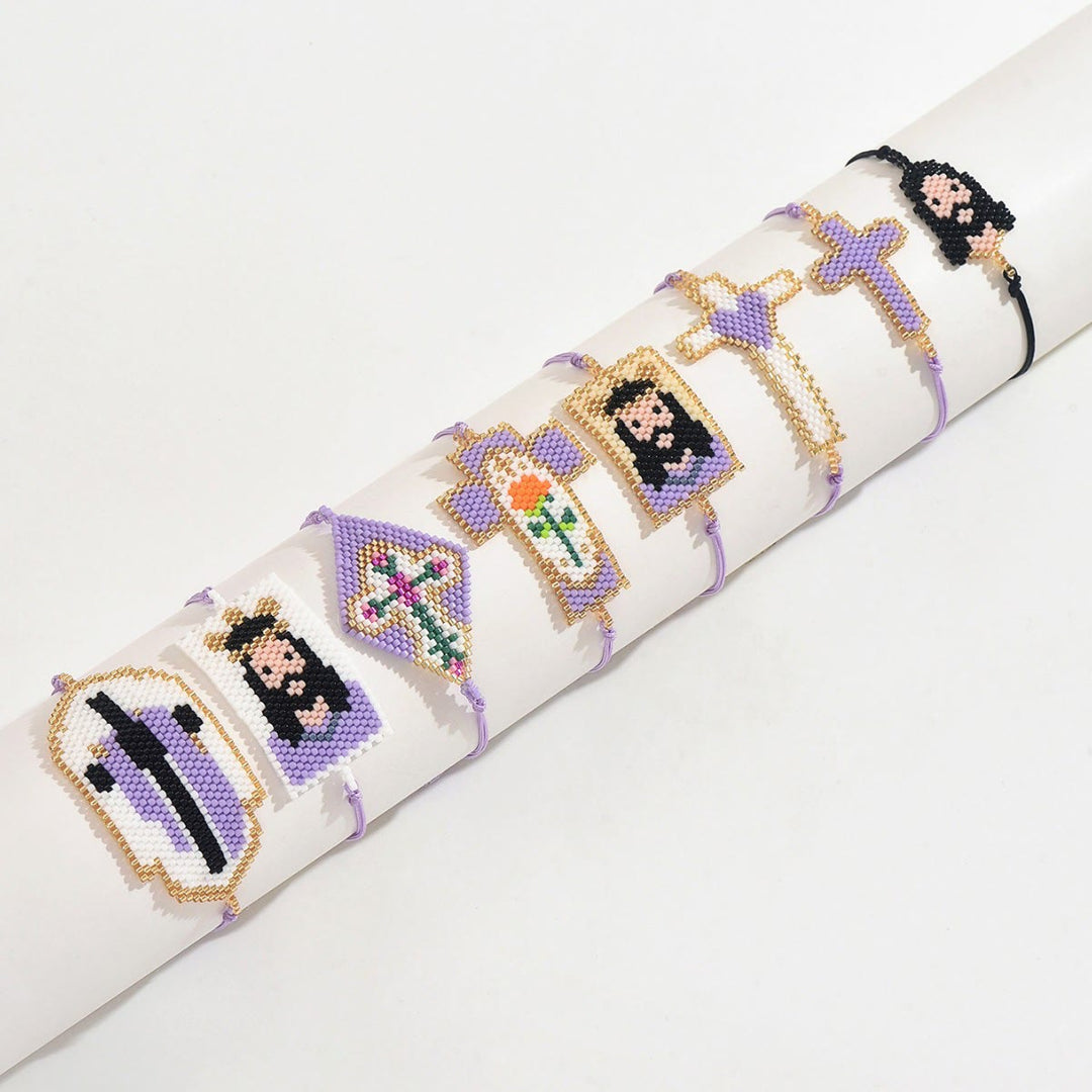 Christianartworkshop Multi-Style Holy Portrait Seed Bead Bracelet: Sign Of Tender Timeless Sacred Joy - image 1