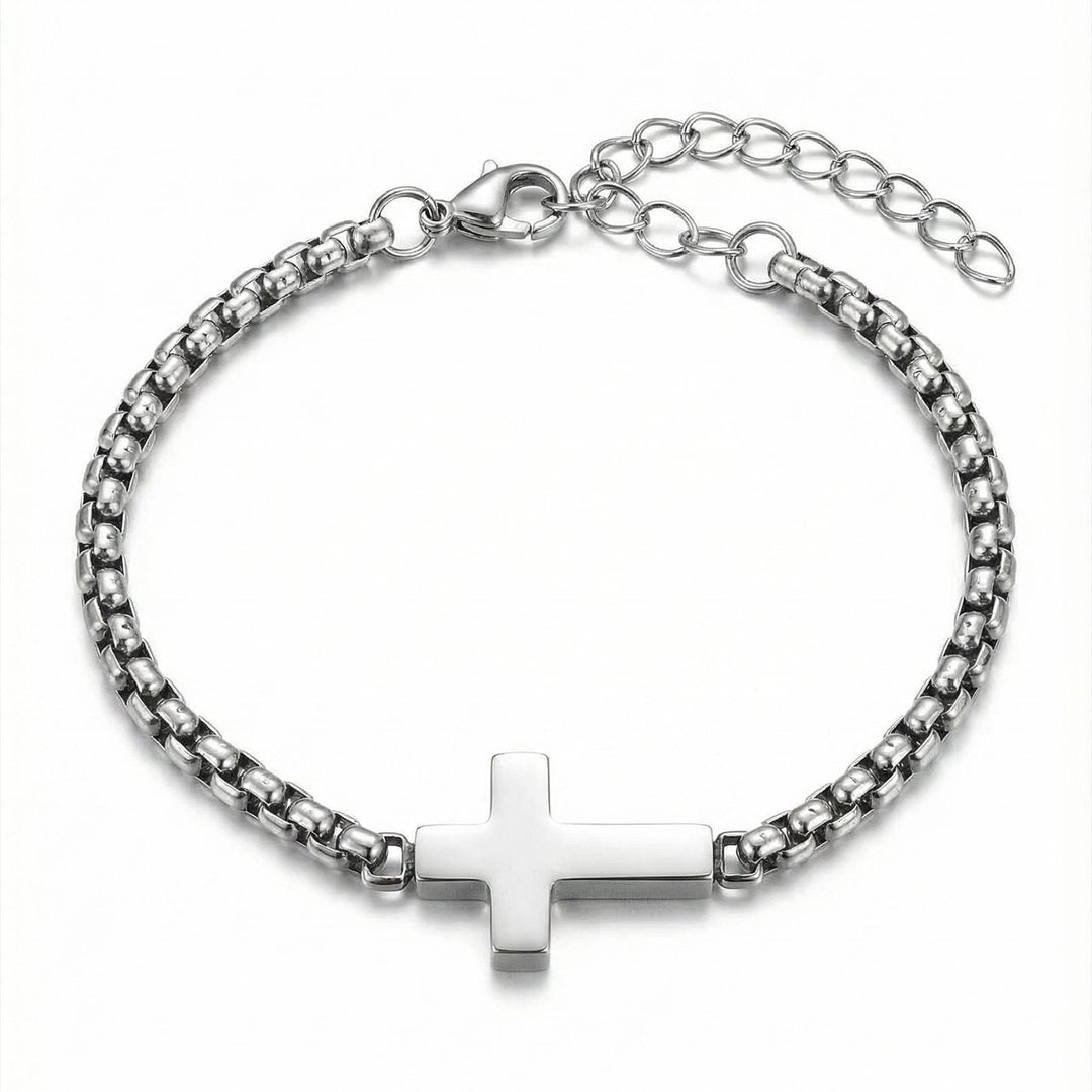 Christianartworkshop Sleek Polished Cross Chain Bracelet: Sign Of Abiding Heavenly Guardianship - image 3