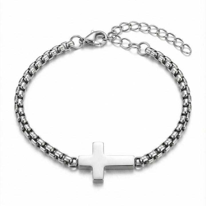 Christianartworkshop Sleek Polished Cross Chain Bracelet: Sign Of Abiding Heavenly Guardianship - image 3