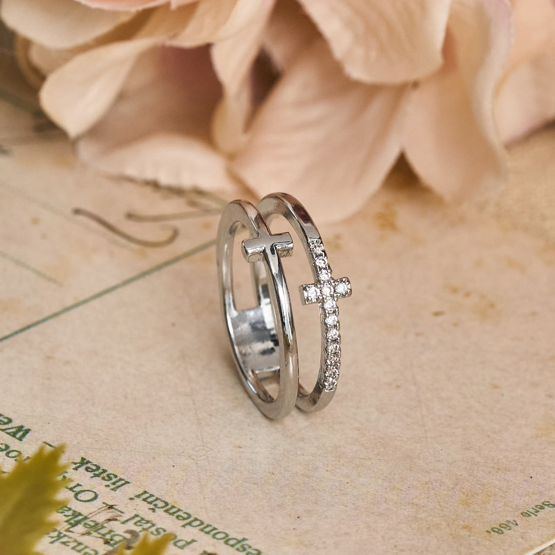 FREE Today: Elegant Dual Band Cross Finger Ring: Symbol Of Calm Everlasting Grace - image 6