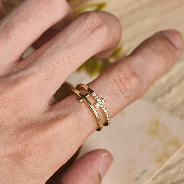 Christianartworkshop Elegant Dual Band Cross Finger Ring: Symbol Of Calm Everlasting Grace - image 2