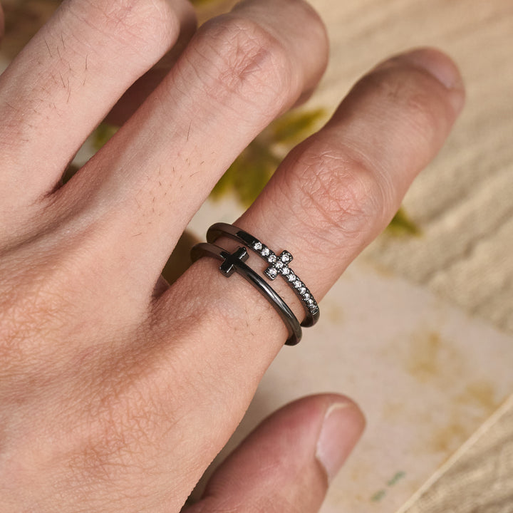 Christianartworkshop Elegant Dual Band Cross Finger Ring: Symbol Of Calm Everlasting Grace - image 8
