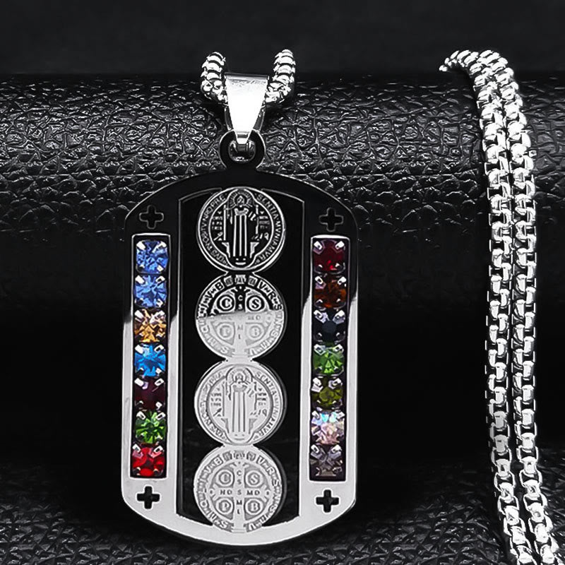 Christianartworkshop Polished St. Benedict Medallion Necklace: Token Of Soothing Daily Spiritual Calm - Silver - image 0