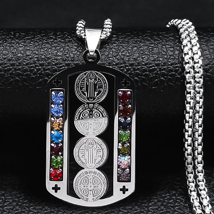 FREE Today: Polished St. Benedict Medallion Necklace: Token Of Soothing Daily Spiritual Calm - Silver - image 0