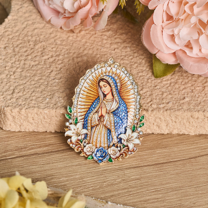 Christianartworkshop Detailed Zinc Alloy Holy Figure Brooch: Symbol Of Calm Everlasting Grace - Our Lady - image 4