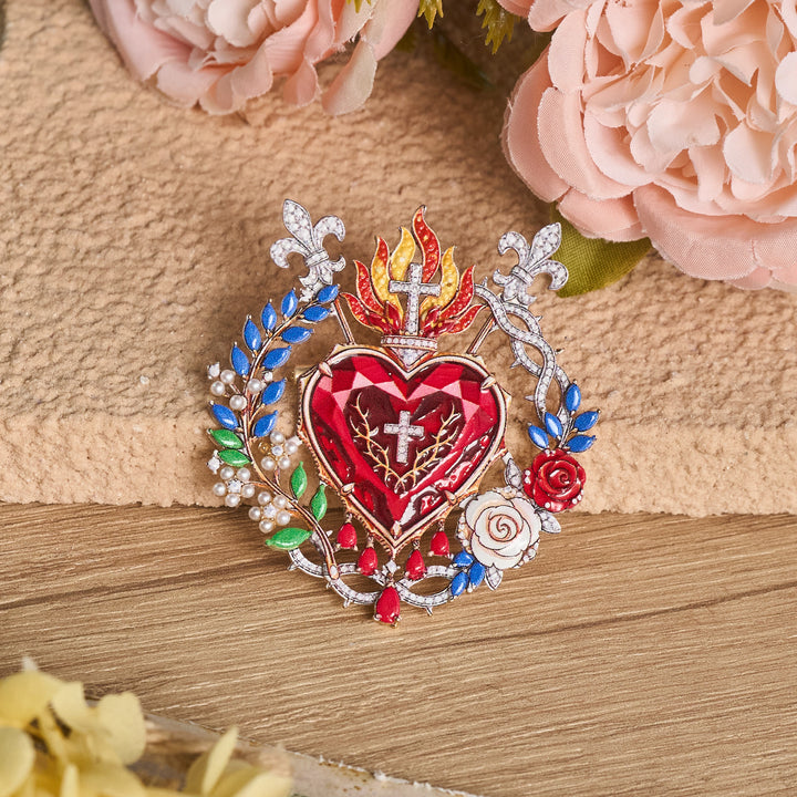 FREE Today: Detailed Zinc Alloy Holy Figure Brooch: Symbol Of Calm Everlasting Grace - Sacred Heart - image 6