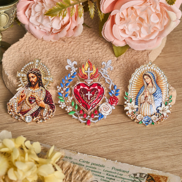 Christianartworkshop Detailed Zinc Alloy Holy Figure Brooch: Symbol Of Calm Everlasting Grace - image 1